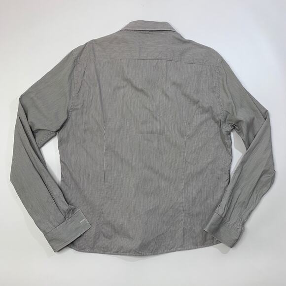 Versace Shirt Mens 17.5 Trend Collection Black White Striped Button Up Dress - Picture 8 of 12